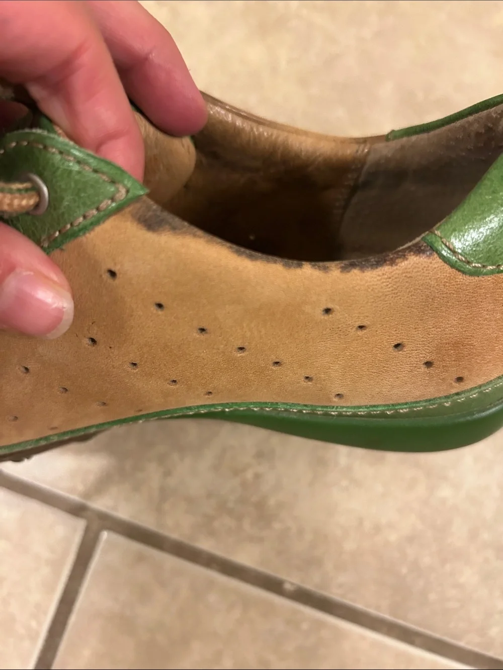 Born  Hawkeye Green/Tan Leather Lace-Up Sneakers